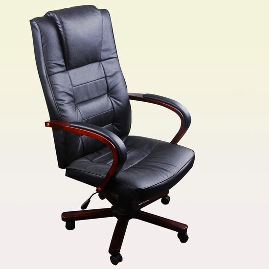 Vidaxl Bureaustoel Directie S210 Leer Met Hout - Zwart