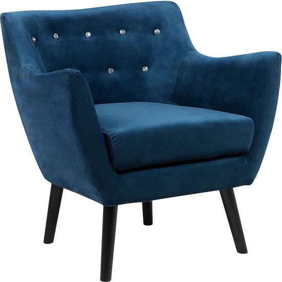 Beliani Drammen Fauteuil Fluweel 53.5 X 71 Cm - Blauw