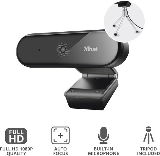 Trust Tyro Full HD Webcam - Zwart