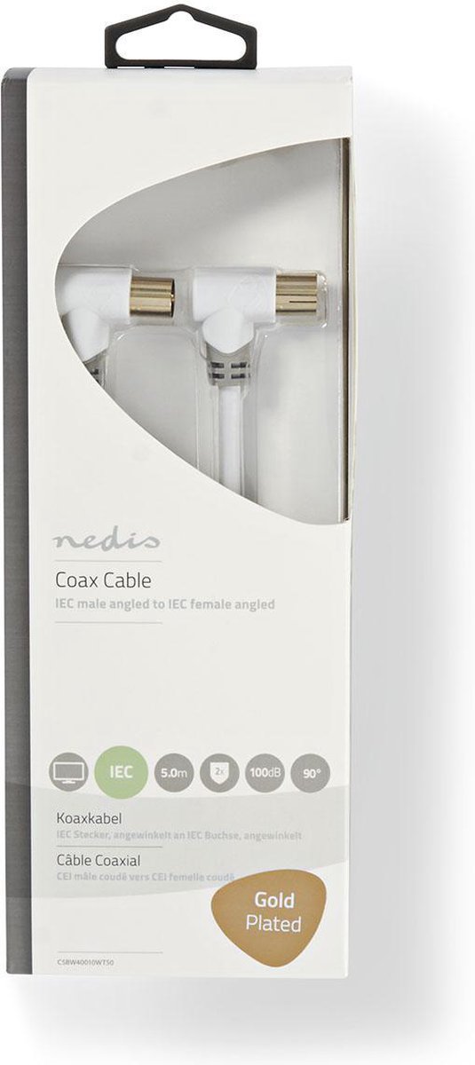Nedis Coax Antennekabel 100 dB Male - Female 5 Meter Wit
