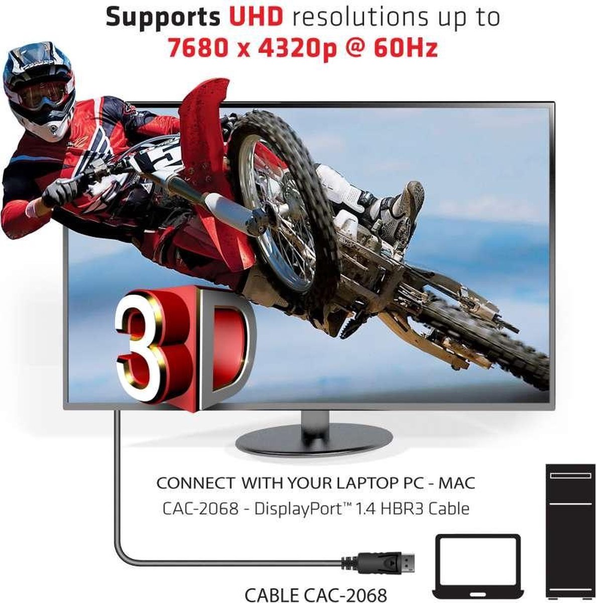 Club 3D DisplayPort 1.4 kabel 2 m HBR3 8K 60Hz