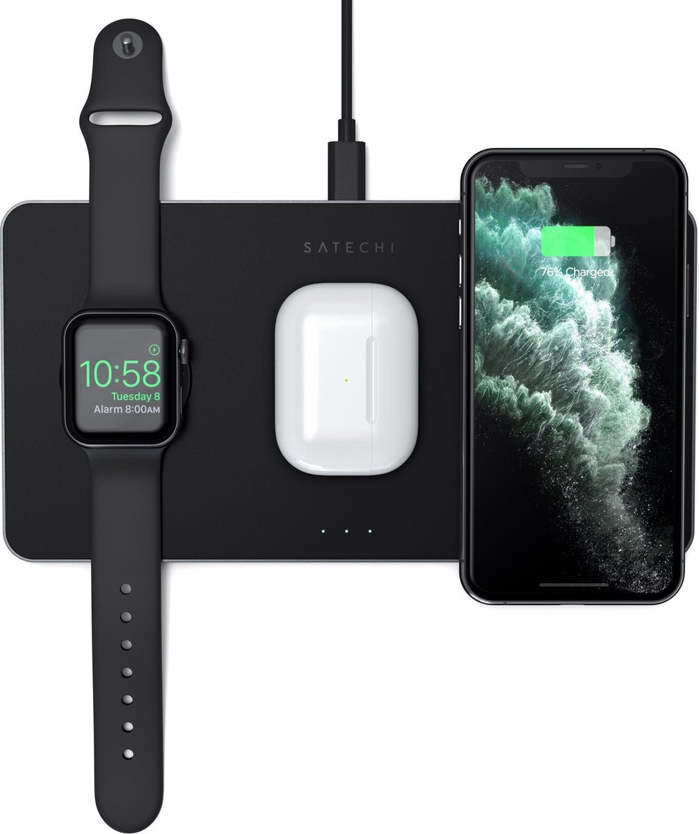 Satechi Trio Draadloze Oplader 7,5W met Apple Watch Oplader