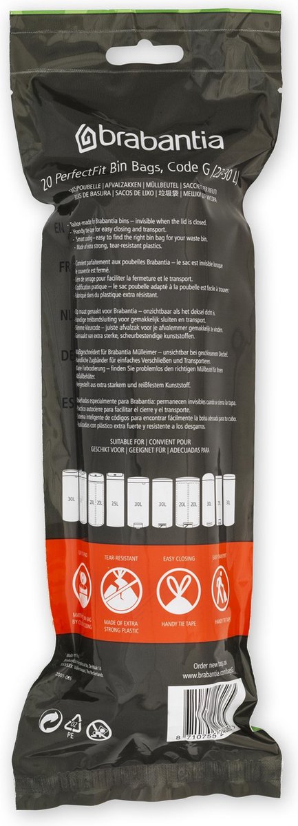 Brabantia Vuilniszakken Code G - 23-30 Liter (6 x 20 stuks)