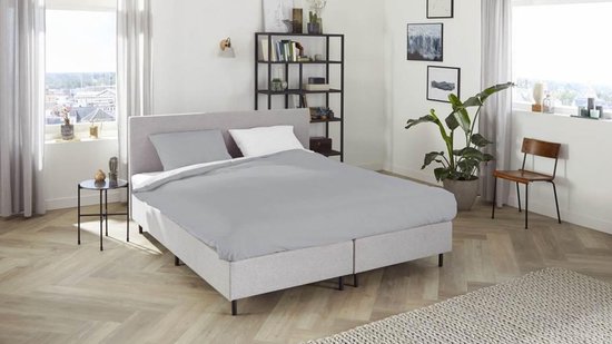 Iseng Uni Double Dekbedovertrek - Lits-jumeaux (240x200/220 Cm + 2 Slopen) - Percal Katoen - Grey/white - Grijs