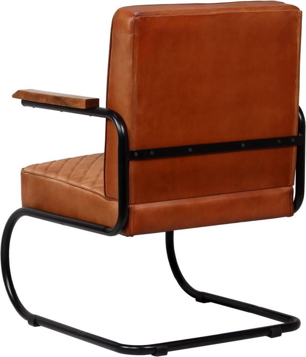 Vidaxl Fauteuil 63x75x88 Cm Echt Leer Licht - Bruin