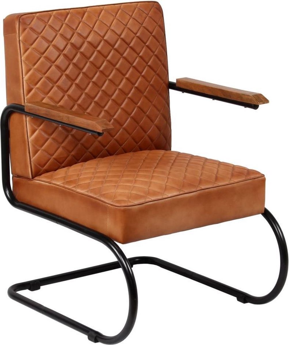 Vidaxl Fauteuil 63x75x88 Cm Echt Leer Licht - Bruin