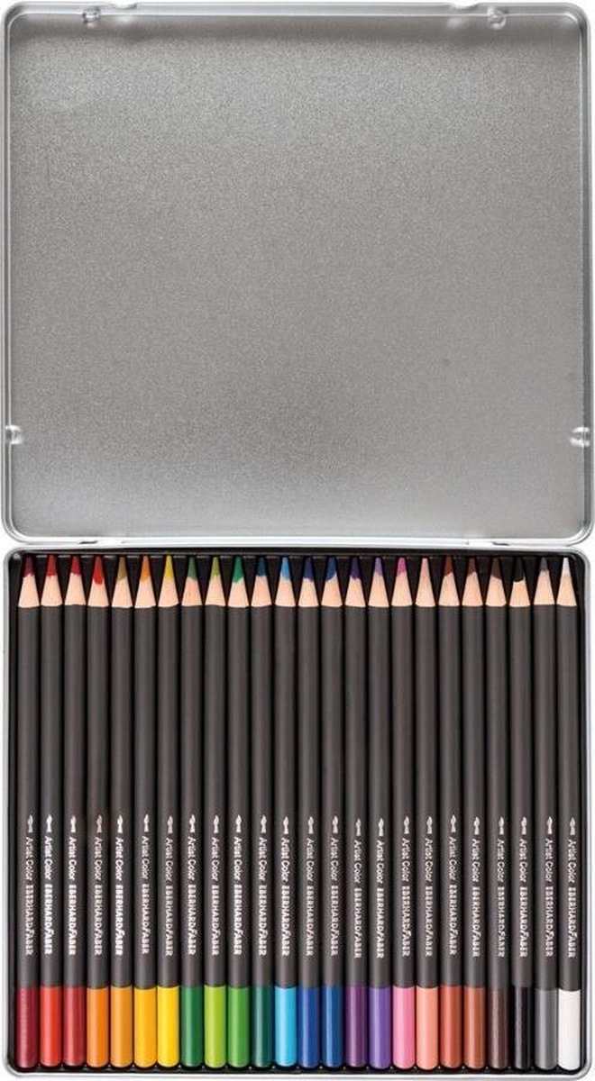 Eberhard Faber Aquarelpotlood Metalen Etui A 24 Stuks Met Penseel