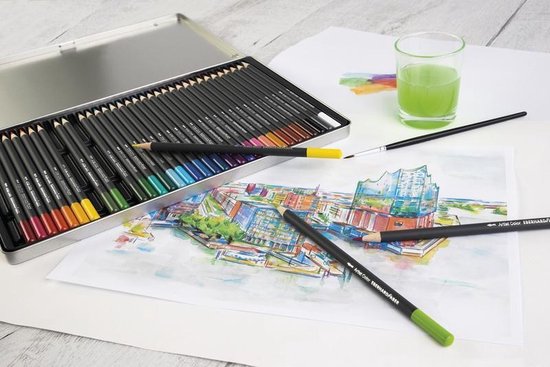 Eberhard Faber Aquarelpotlood Metalen Etui A 24 Stuks Met Penseel
