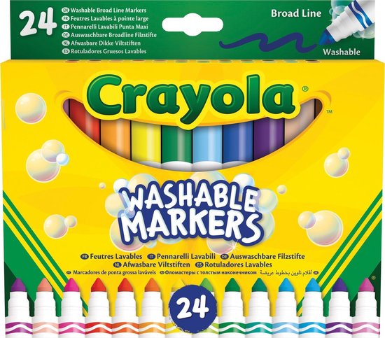 Crayola Washable Markers Kegelpunt Junior 24-delig