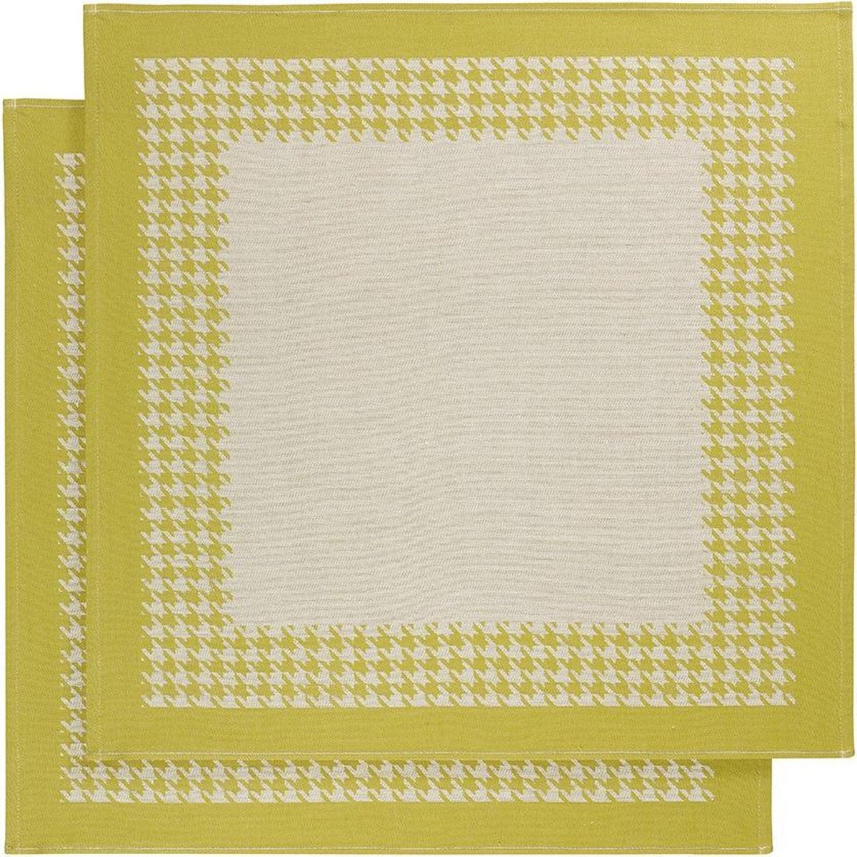 De Witte Lietaer Pied De Poule Theedoek (Set Van 2) - Yellowgreen - Geel