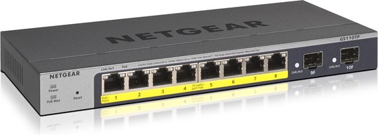Netgear GS110TP Managed L2/L3/L4 Gigabit Ethernet (10/100/1000) Power over Ethernet (PoE) - Grijs
