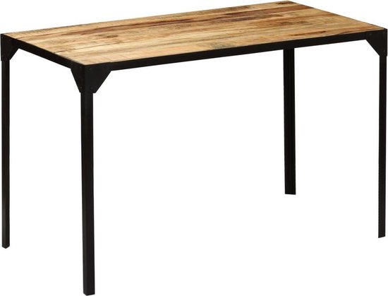 Vidaxl Eettafel 120 Cm Massief Ruw Mangohout En Staal - Bruin