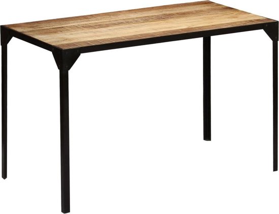 Vidaxl Eettafel 120 Cm Massief Ruw Mangohout En Staal - Bruin