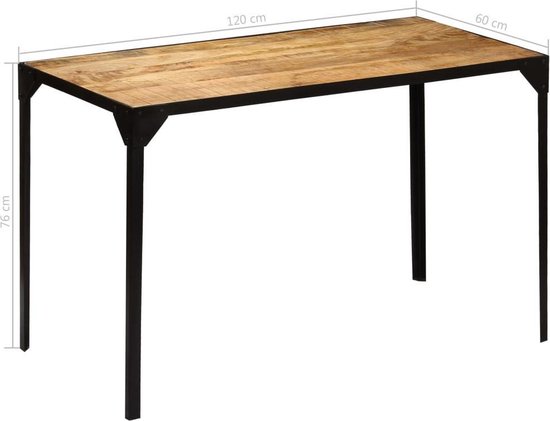 Vidaxl Eettafel 120 Cm Massief Ruw Mangohout En Staal - Bruin