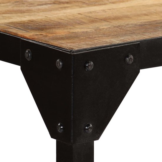 Vidaxl Eettafel 120 Cm Massief Ruw Mangohout En Staal - Bruin