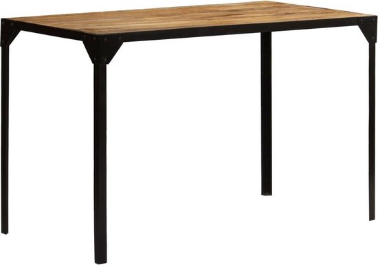 Vidaxl Eettafel 120 Cm Massief Ruw Mangohout En Staal - Marrón