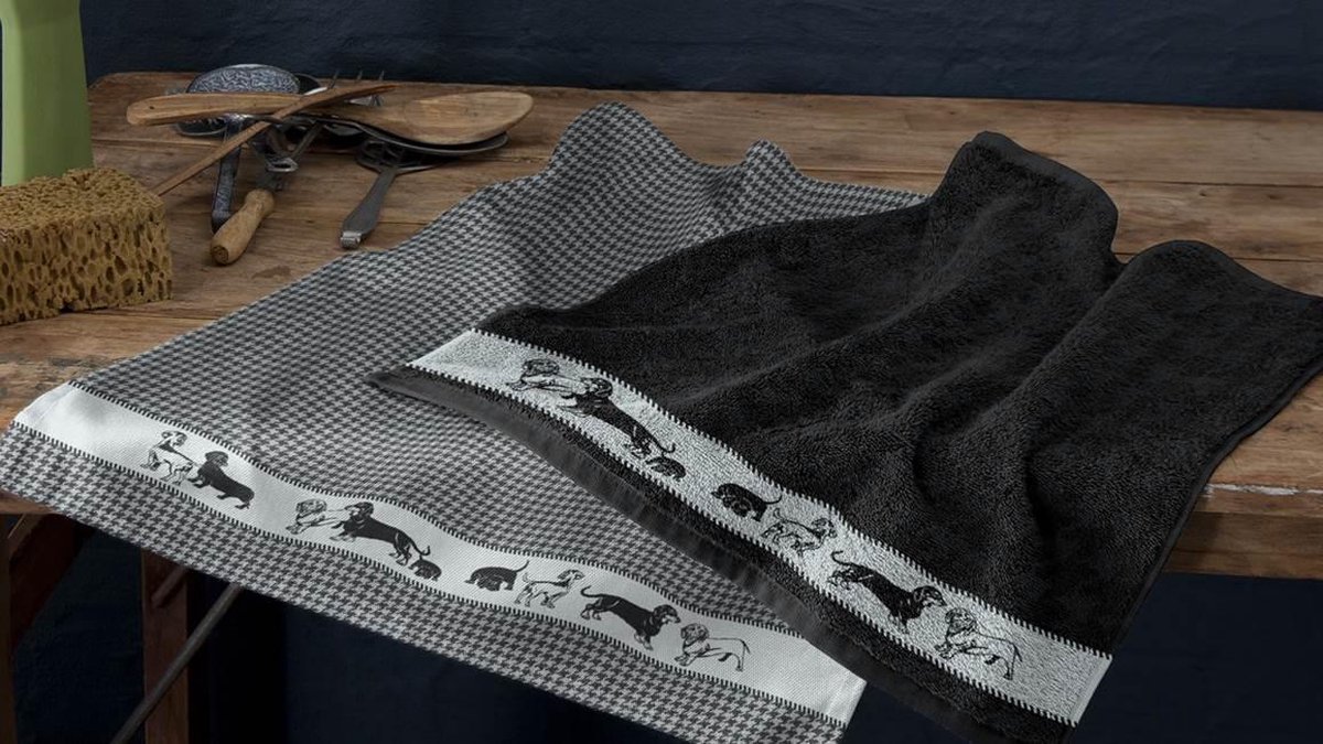 DDDDD Saar Keukendoek (Set Van 6) - 100% Katoen - Black - Blauw
