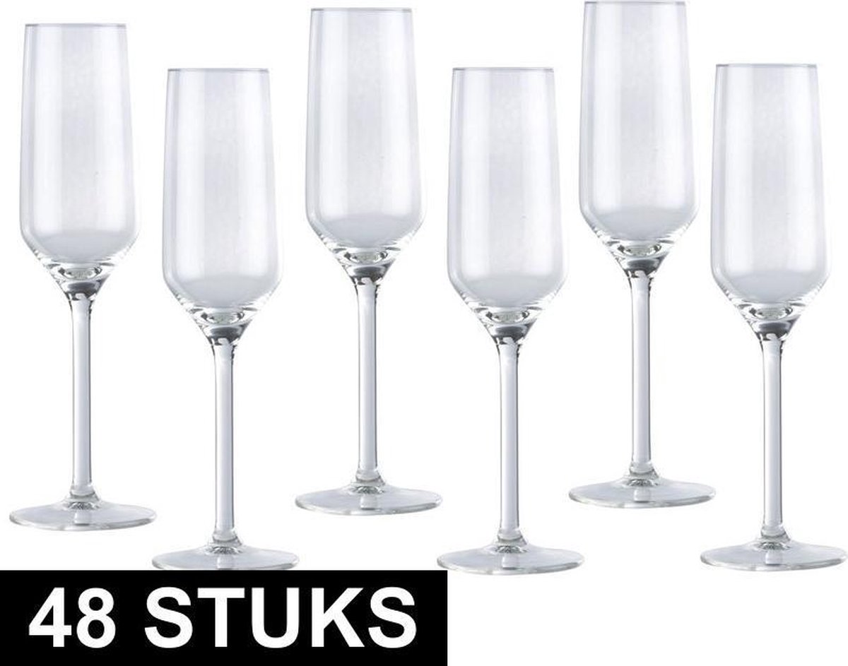 48x Champagneglas/glazen 22 Centiliter - Drinkglazen