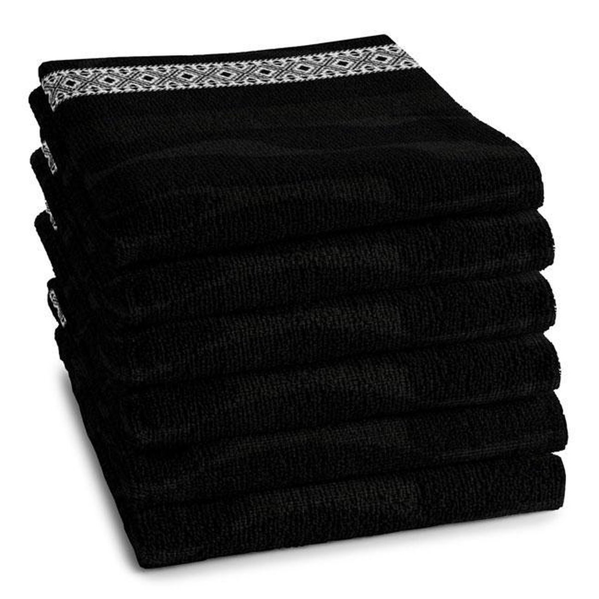 DDDDD Theedoek Africa Black (6 Stuks) - Zwart