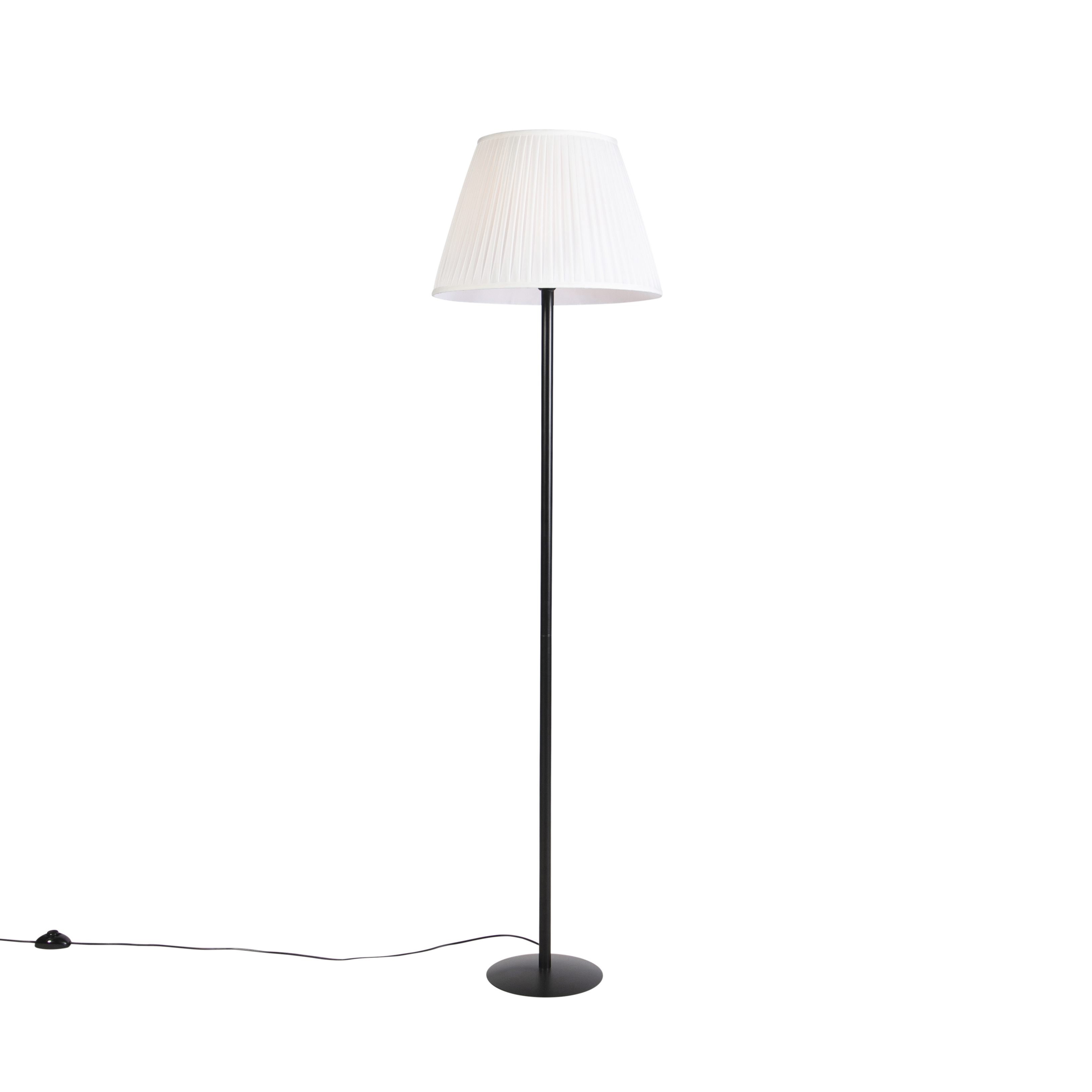 QAZQA Moderne vloerlamp zwart met witte plisse kap 45 cm - Simplo