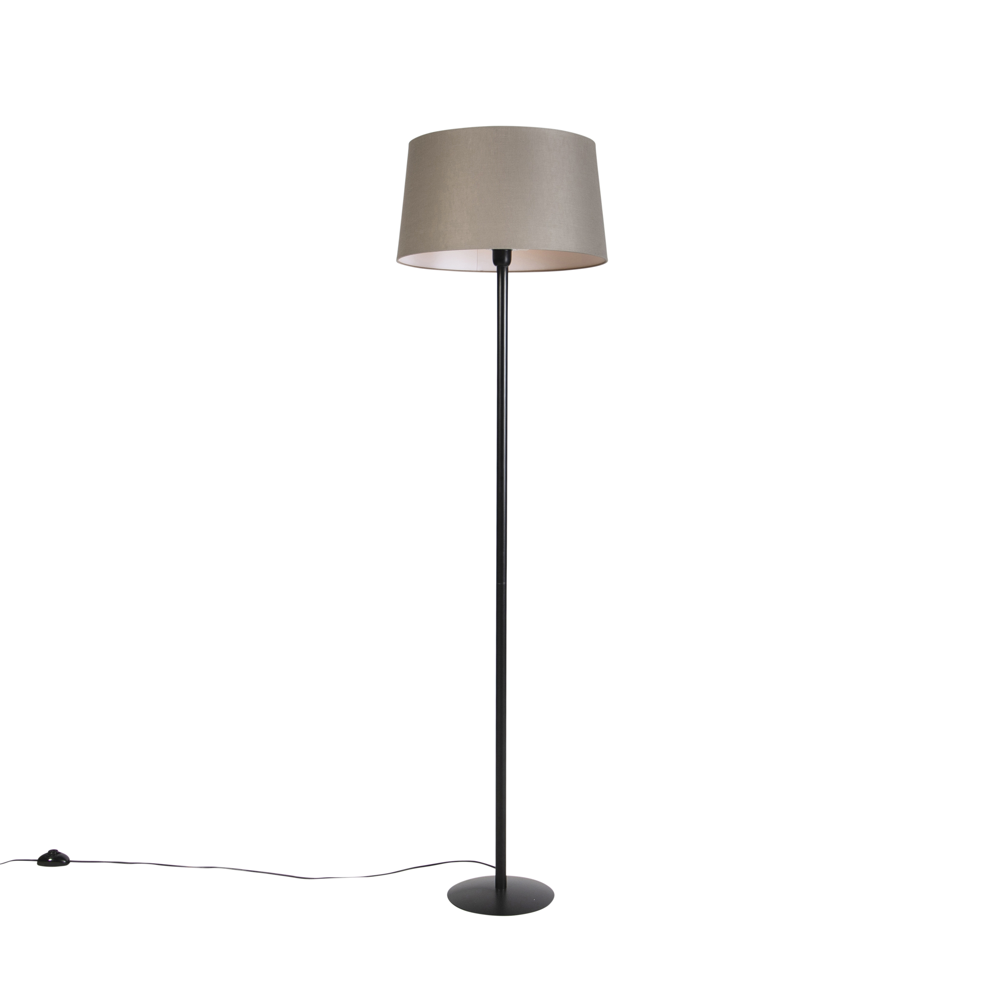 QAZQA Zwarte vloerlamp met linnen kap taupe 45 cm - Simplo