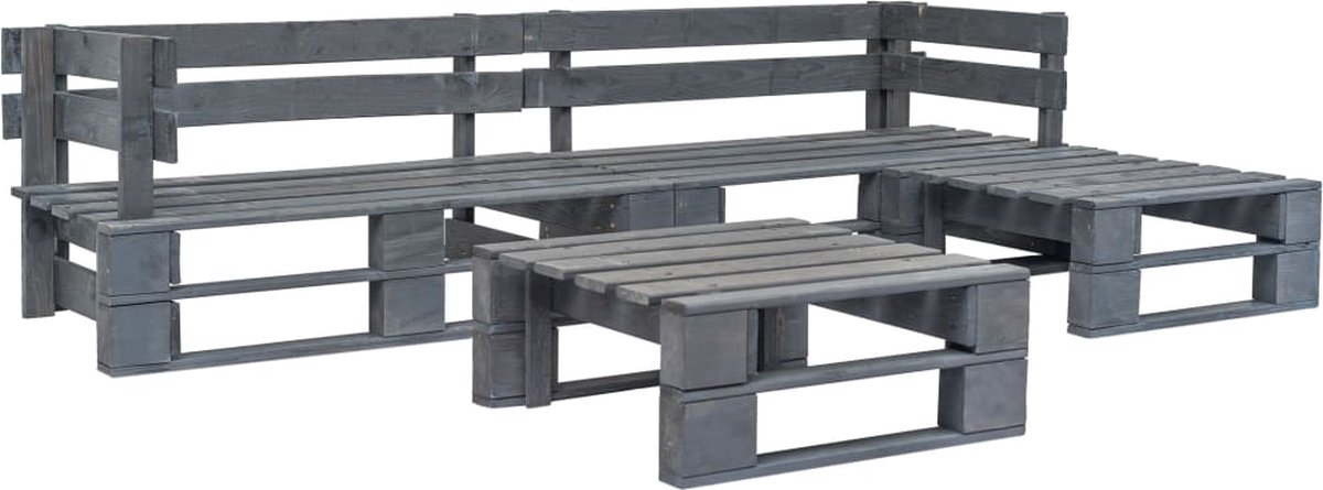 Vidaxl 4-delige Loungeset Pallet Met Rode Kussens Hout - Rood