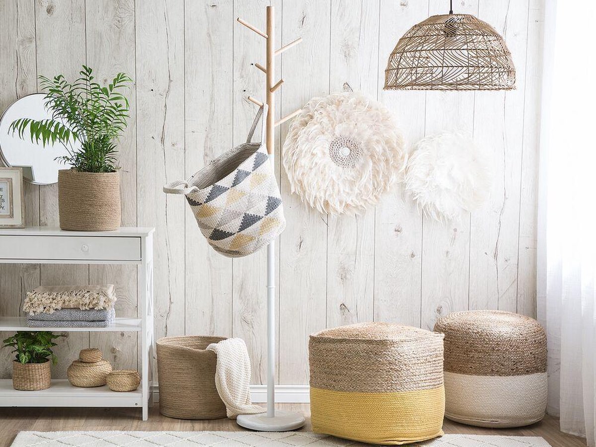 Beliani Dalama Poef Katoen 46 X 46 Cm - Grijs