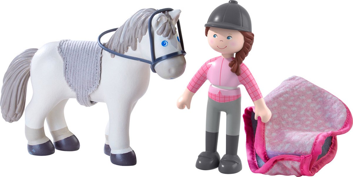 Little Friends poppenhuispop amazone en paard junior 10 cm PVC