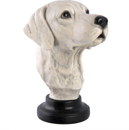 Clayre & Eef Decoratie Buste Hond 21*24*30 Cm Kunststof Hond 6pr2200 - Wit