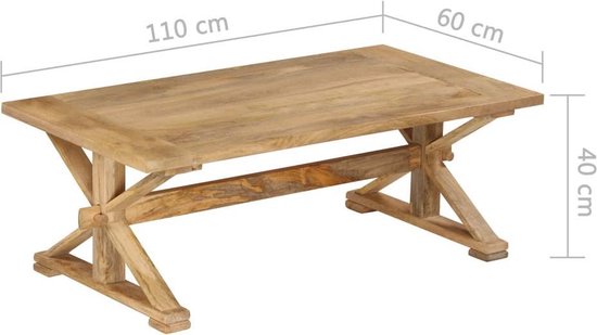 Vidaxl Salontafel 110x60x40 Cm Massief Mangohout - Bruin