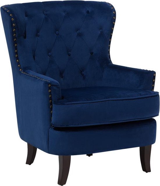 Beliani Viborg Ii Fauteuil Fluweel 57 X 75 Cm - Blauw