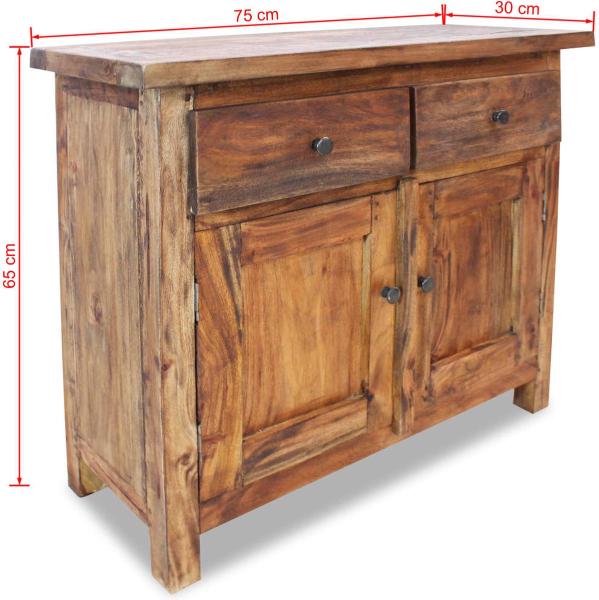 Vidaxl Dressoir 75x30x65 Cm Massief Gerecycled Hout - Bruin