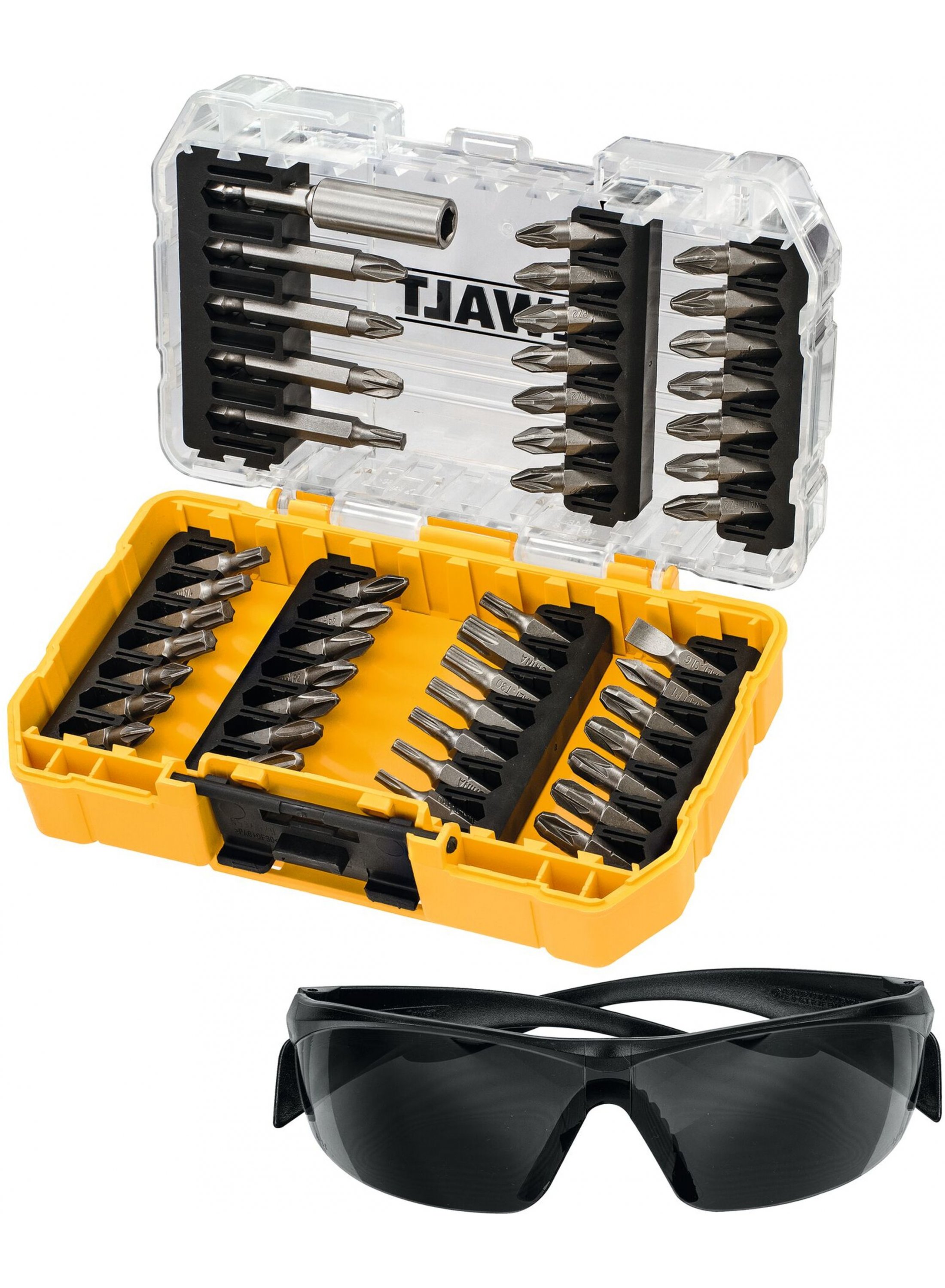 DeWalt 53-delige Schroefbitset met zonnebril | In TOUGH CASE - DT70703-QZ