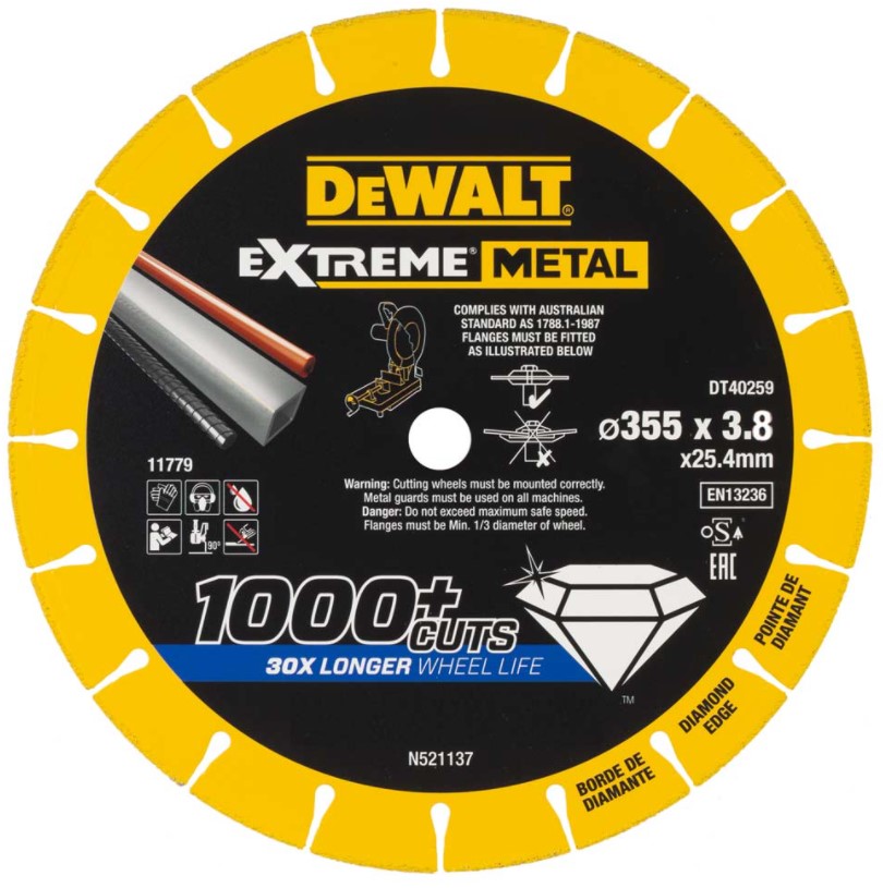 DeWalt EXTREME METAL | Doorslijpschijf metaal | 355x(25.4/20)x3.8 mm - DT40259-QZ