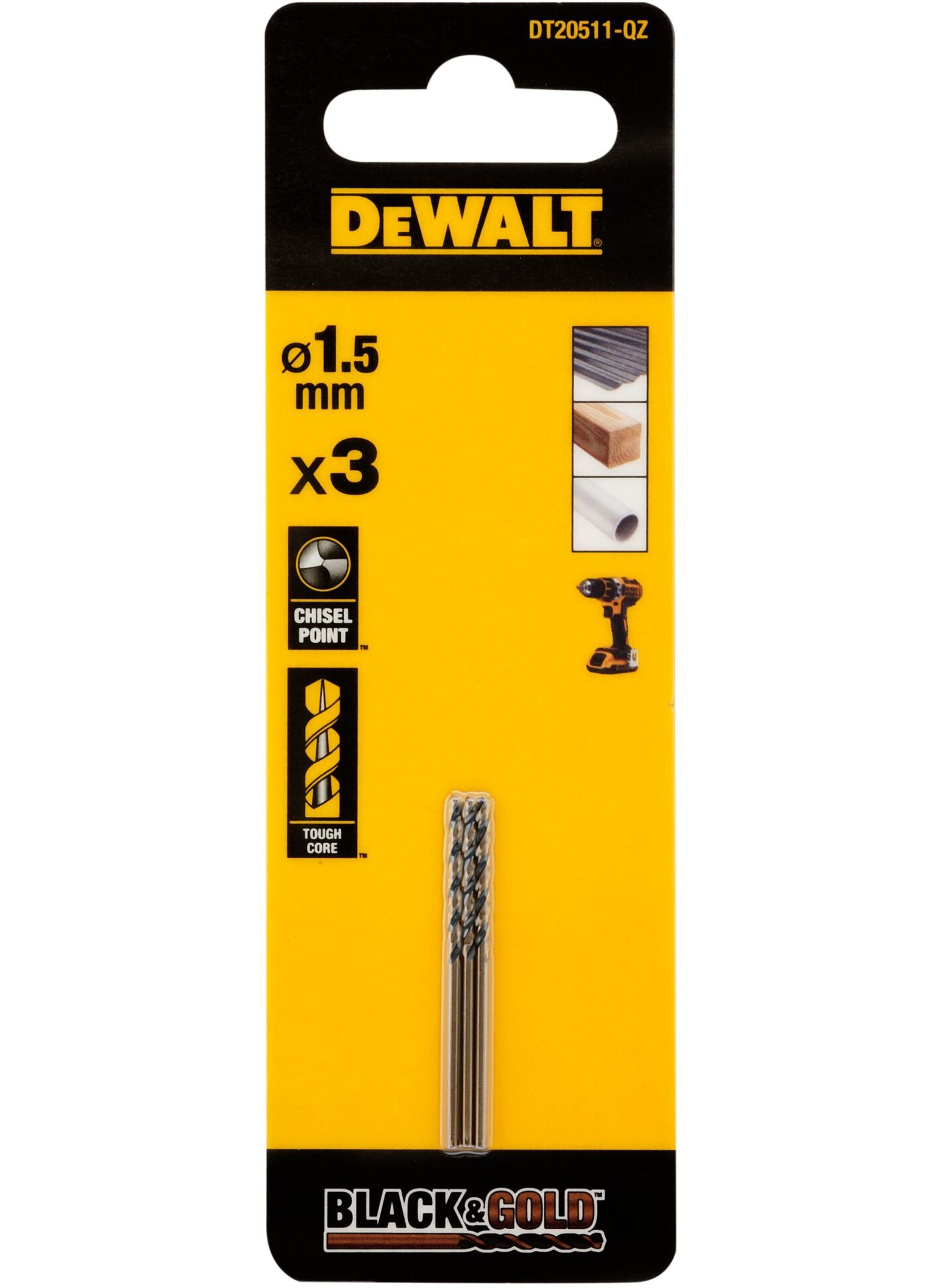 DeWalt Black & Gold Metaalboor | 1,5 mm - DT20511-QZ