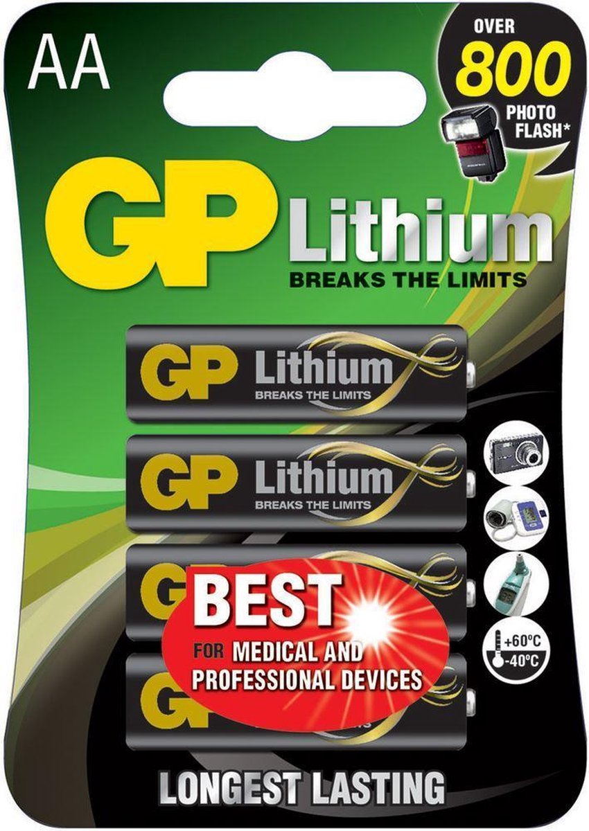 GP Aa Lithium Batterij 4 Stuks
