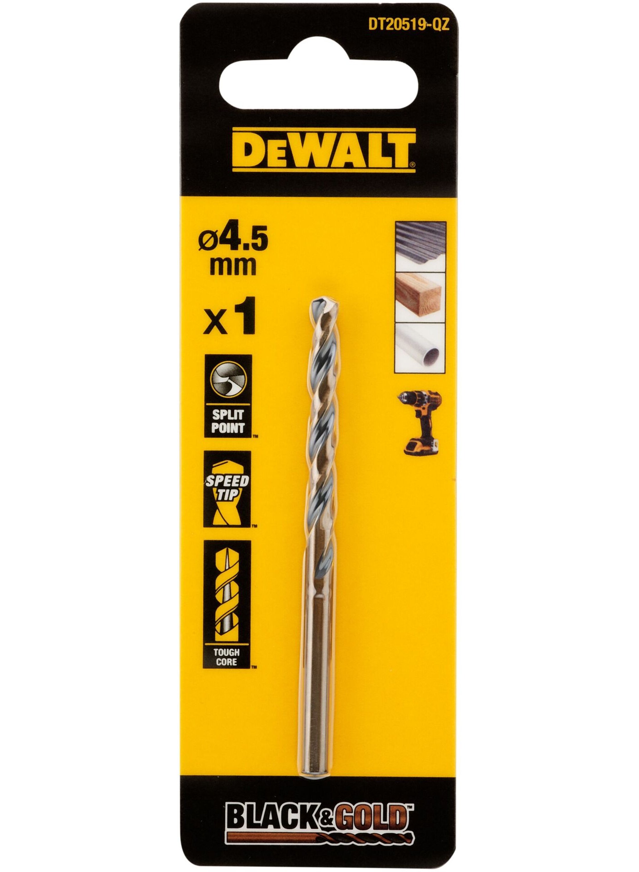 DeWalt Black & Gold Metaalboor | 4,5 mm - DT20519-QZ