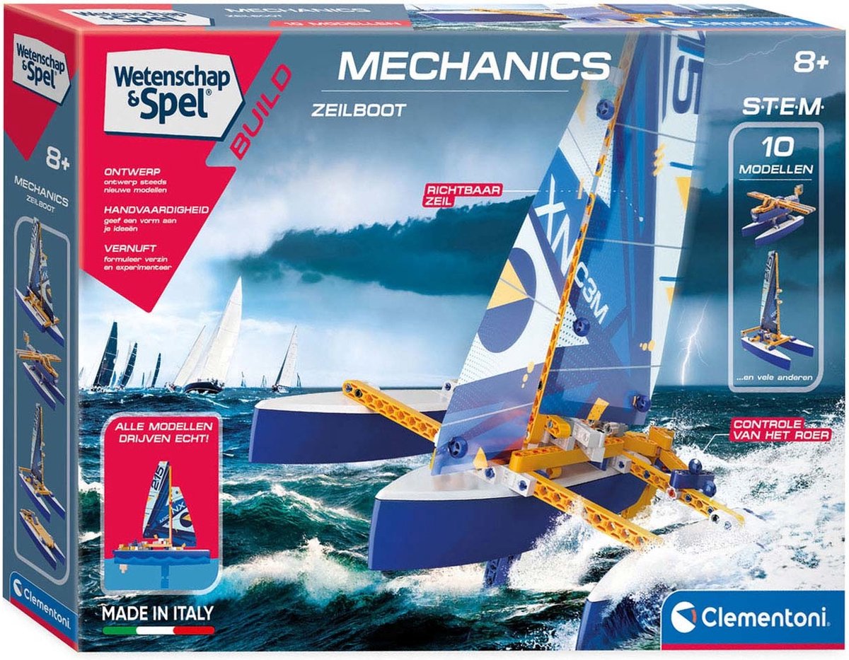 Clementoni bouwset Mechanica Trimaran junior 30 cm blauw/wit