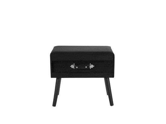 Beliani Eurostar Nachtkastje Fluweel 35 X 50 Cm - Zwart