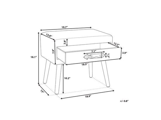Beliani Eurostar Nachtkastje Fluweel 35 X 50 Cm - Zwart