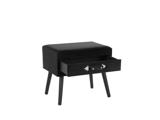 Beliani Eurostar Nachtkastje Fluweel 35 X 50 Cm - Zwart