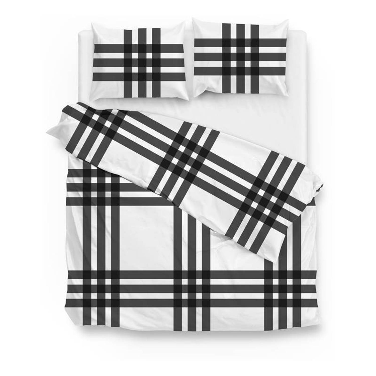 Zo!home Square Flanel Dekbedovertrek - Lits-jumeaux (240x200/220 Cm + 2 Slopen) - Flanel - Grey - Grijs