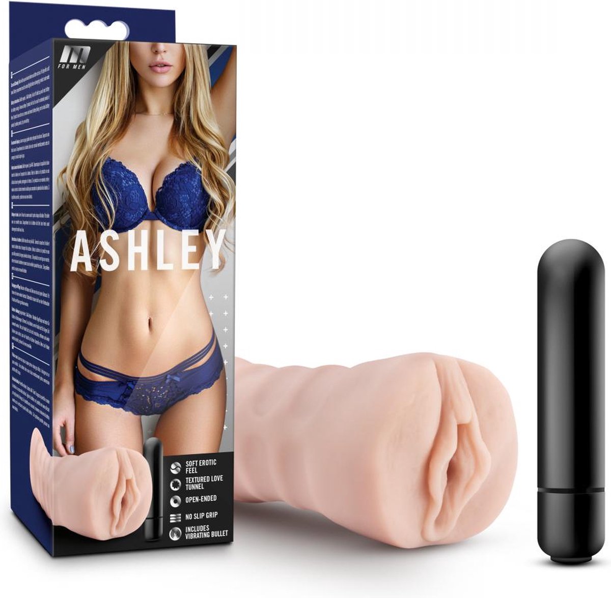 M For Men Vagina masturbator Ashley met vibratiebullet - Beige