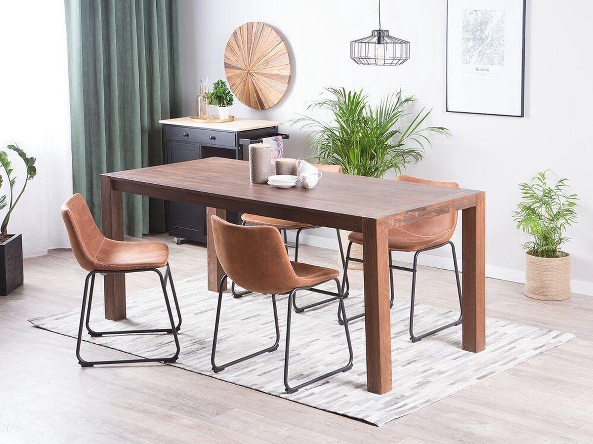 Beliani Natura Eettafel Eikenhout 85 X 150 Cm - Bruin