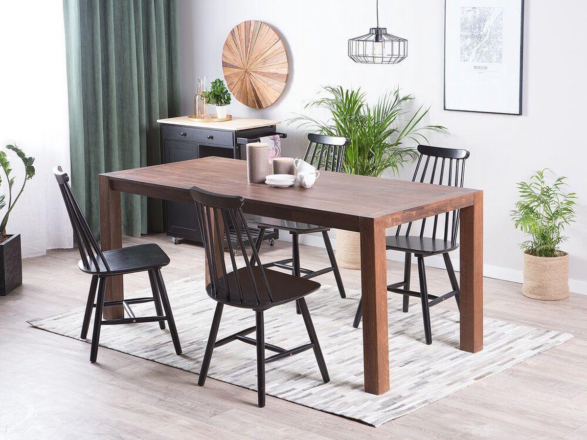 Beliani Natura Eettafel Eikenhout 85 X 150 Cm - Bruin