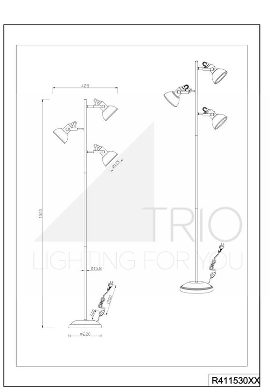 TRIO Reality - Vloerlamp Gina Mat - Zwart