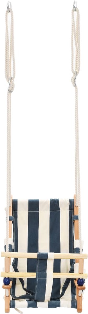 Vidaxl Babyschommel Met Veiligheidsgordel Katoen Hout - Blauw