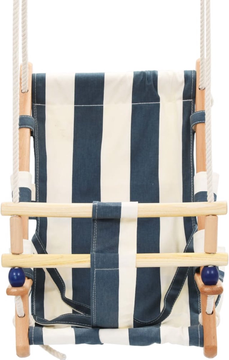 Vidaxl Babyschommel Met Veiligheidsgordel Katoen Hout - Blauw