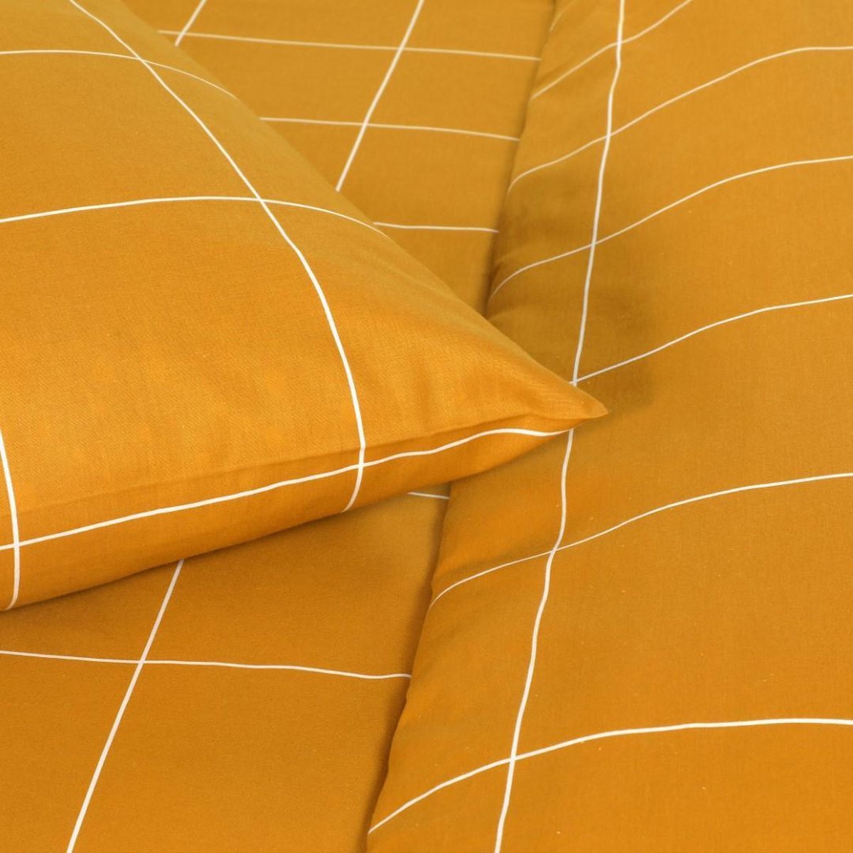 Day Dream Hogan Dekbedovertrek - 1-persoons (140x200/220 Cm + 1 Sloop) - Katoen Satijn - Oker - Geel