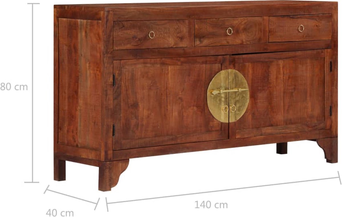 Vidaxl Dressoir 140x40x80 Cm Massief Acaciahout - Bruin